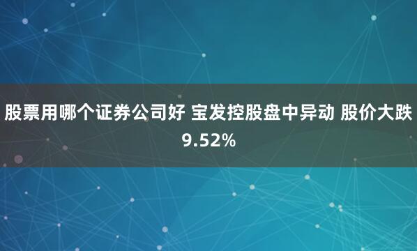 股票用哪个证券公司好 宝发控股盘中异动 股价大跌9.52%